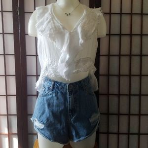 ZARA WHITE BLOUSE SIZE M